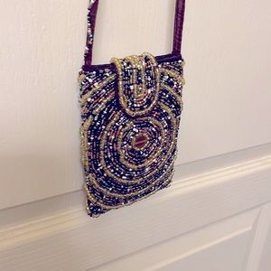 Beaded cell phone crossbody purse